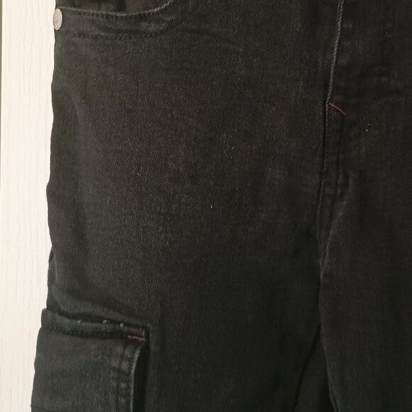 True Religion Cargo Jeans Kids 7 Black Denim Logo Pants Adjustable Waist - Picture 6 of 10